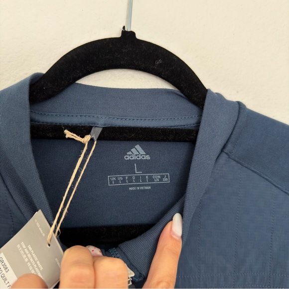 Adidas Go To Quilted Full Zip Bomber Jacket Blue Size Large Men’s - Picture 7 of 9